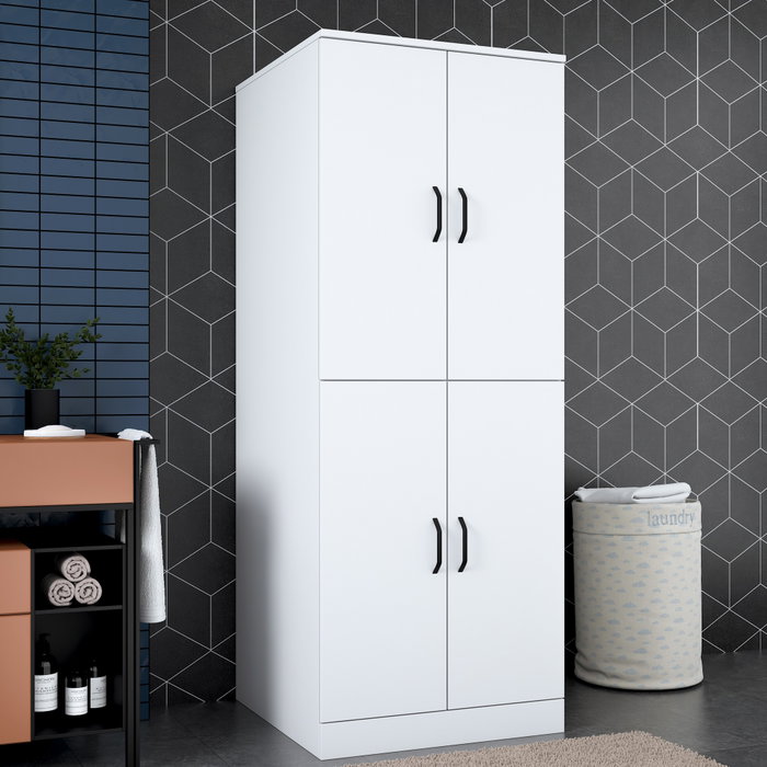 Hanah Home KD109 - 3198 Armario para Lavadora Blanco 70x181.8x72.5 cm Aglomerado Melamina Montaje Pared Organización Lavadero